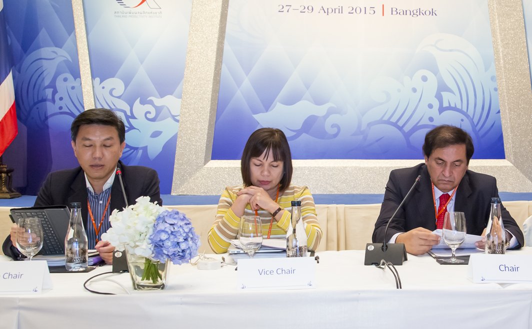 APO Chair and Vice Chairs for 2015–2016: (L–R) APO 2nd Vice Chair Tan Kai Hoe, APO 1st Vice Chair Margarita R. Songco, and APO Chair Khizar Hayat Khan.
