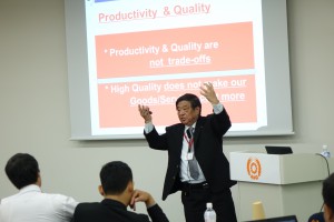 Consultant Yasuhiko Inoue of the Japan Productivity Center talking on Productivity Movement and Labor Management Relations in Japan.