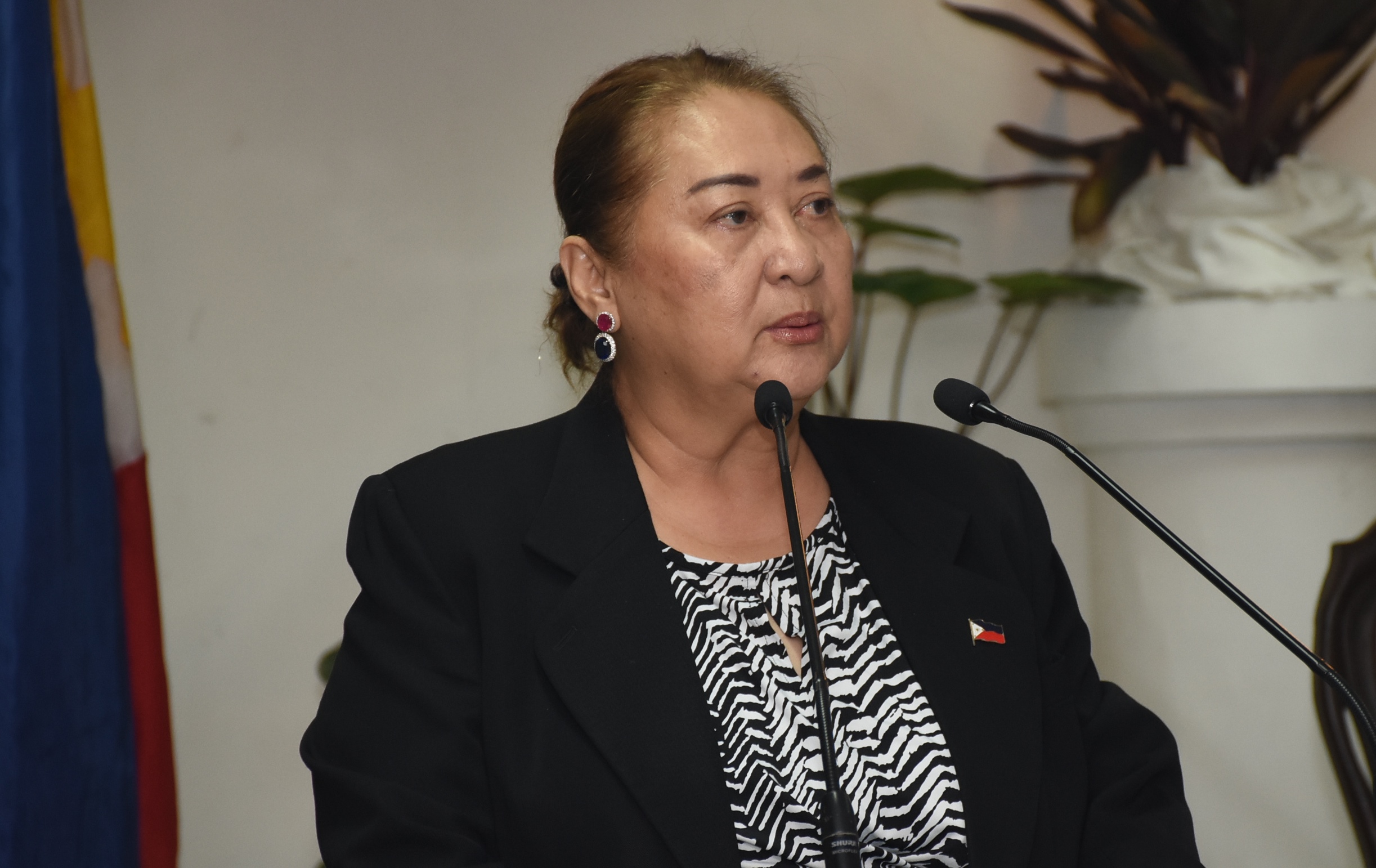 President of the Development Academy of the Philippines delivering her remarks at the opening session.