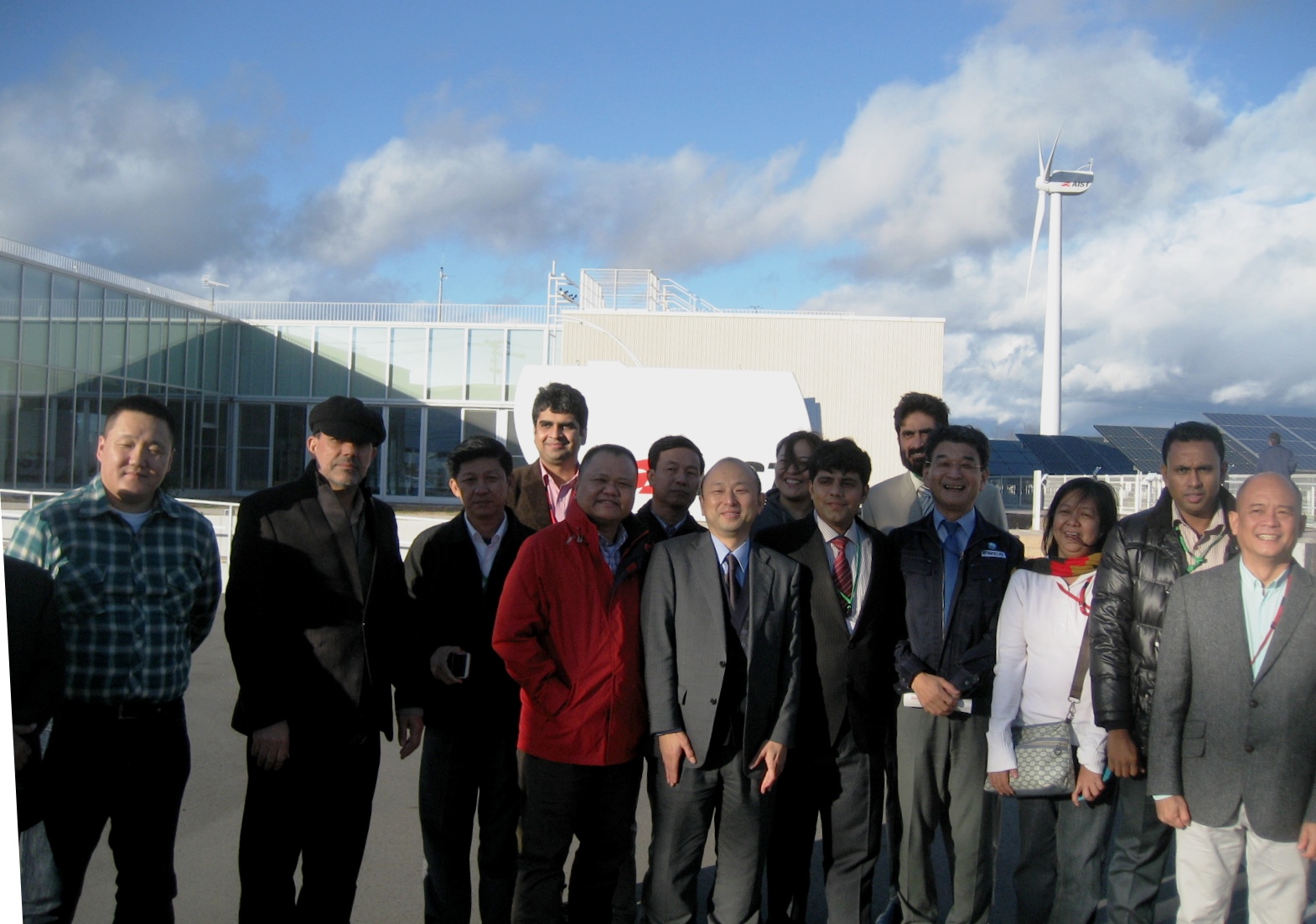 Mission participants during their visit to FREA to examine the latest wind and solar power technologies.