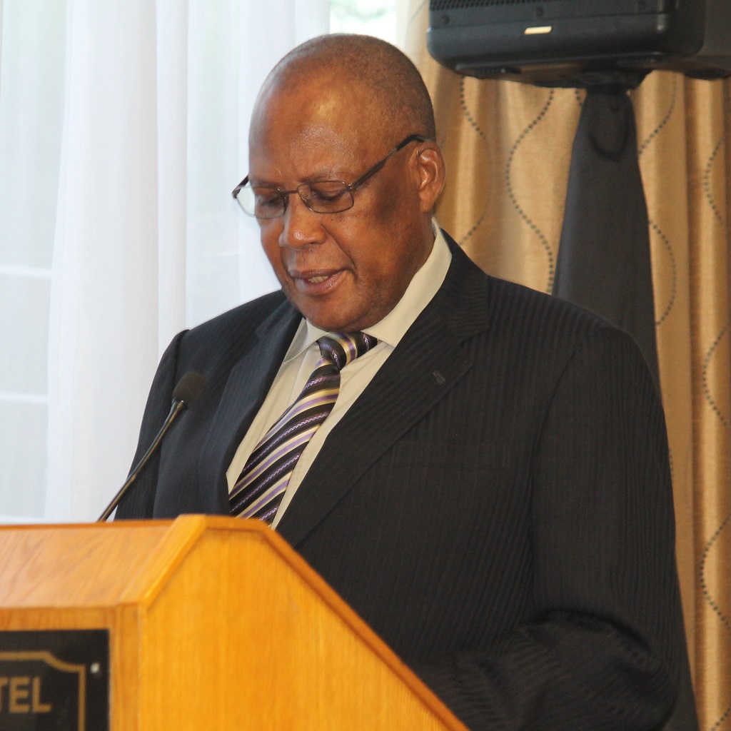 Namibia’s Minister of Labour, Industrial Relations and Employment Creation Erkki Nghimtina reading a statement by Namibian Prime Minister Saara Kuugongelwa during the opening ceremony of Training Course on Development of Advanced Productivity Practitioners, Nambia, 5 March 2018. Photo: Ministry of Labor, Industrial Relation and Employment Creation.
