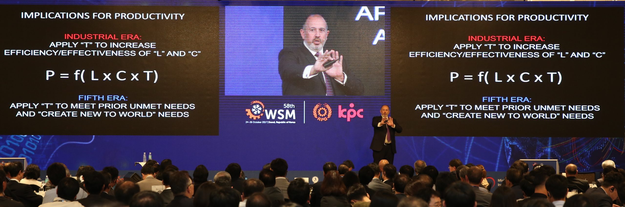 Fifth Era Co-founder Matthew le Merle speaking to the audience of the Global Conference on The 4th Industrial Revolution and the Future of Productivity held in Seoul, Korea, on 26 October 2017. 