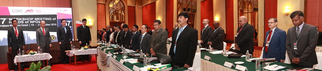 WSM delegates from APO member countries and observers stand up and observe two-minute silence to pay homage to His Majesty King Bhumibol Adulyadej of Thailand who passed away on 13 October, 2016. The late Monarch was beloved among all his subject and was revered as the "father of the nation" among Thailand's 67 million people. 