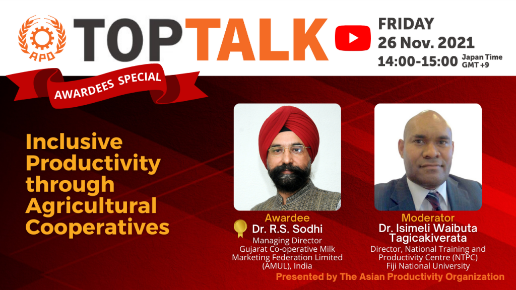 The APO Presents Productivity Talk on Inclusive Productivity through Agricultural Cooperatives on 26 November 2021